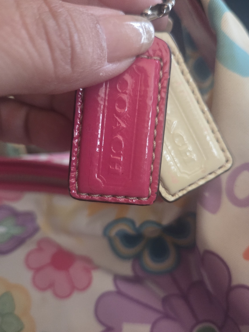 LOW START Coach Poppy Daisy Fingerpaint Graffiti Large Hobo Bag F14883 Pink Y2K - Picture 3 of 17